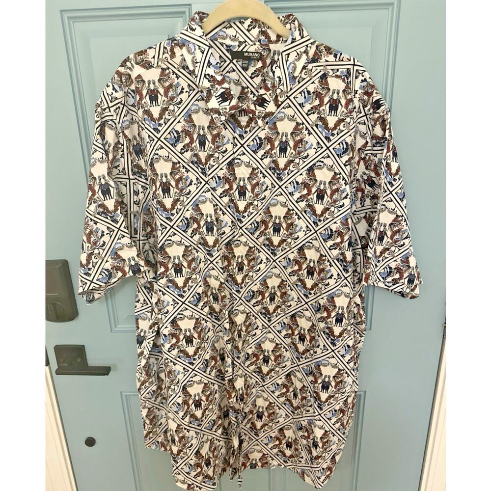 Murano Slim Fit The Looking Glass Alice And Wonderland‎ Button Down Shirt 2XT